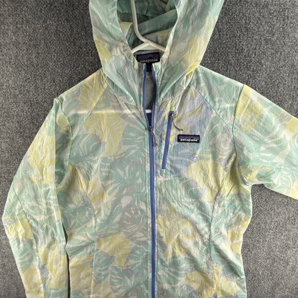Patagonia HOUDINI Lightweight Wind Rain Jacket Women Floral Green Yellow Medium - Picture 1 of 16